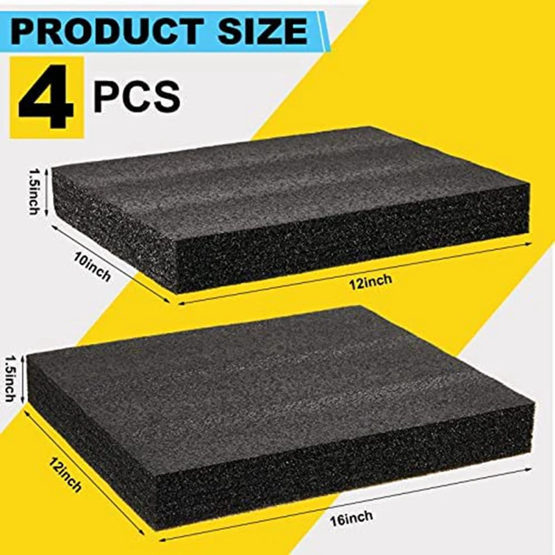 6 Pcs 16 x 12 x 1.5 Inches Polyurethane Foam - Packing Foam Inserts for  Cases Black Craft Foam Sheets for Packing Padding 1.5 Inch Thick for Camera