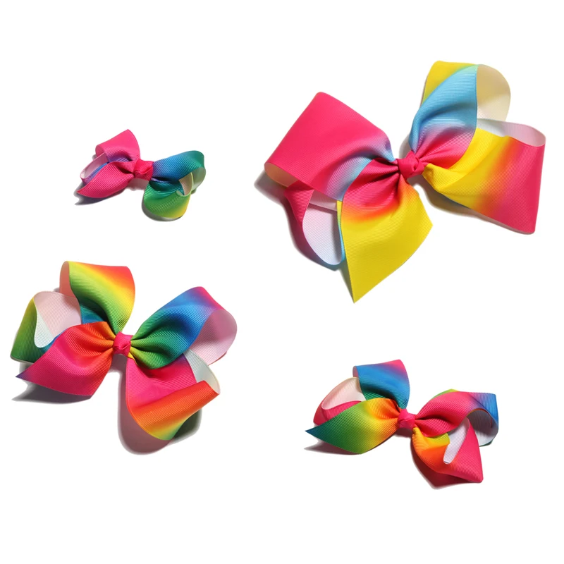 

SET of 4pc Newborn Fashion Dovetail Rainbow Hair Bows for Hair Clips Handmade Gradient Color Hairbows for Girls Hair Accessories