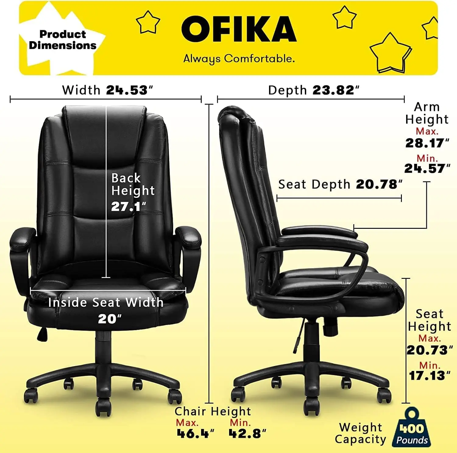 Home Office Chair, 400LBS Big and Tall Chair Heavy Duty Design, Ergonomic High Back Cushion Lumbar Back Support, Computer Desk 3