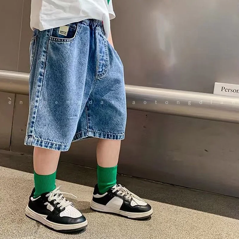 Boy's Short Jeans Children's Summer Loose Shorts Kids Wide-leg Denim Pants Teenager Boy 2-12 Years boys pants kids pants