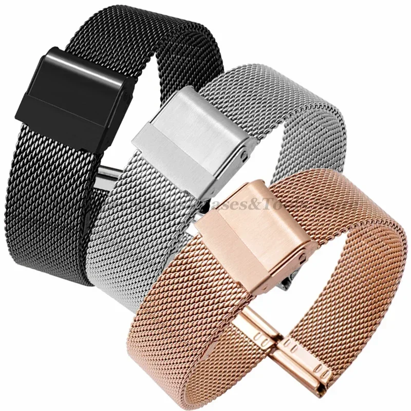 Ultra-Thin Stainless Steel Milanese Mesh Watchband Bracelet - High-Quality Universal Fit
