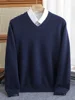 2024 Autumn Winter Men V-neck Wool Sweater Long Sleeve Pullover 100% Merino Wool Knitwear Smart Casual Basic Cashmere Clothing 5