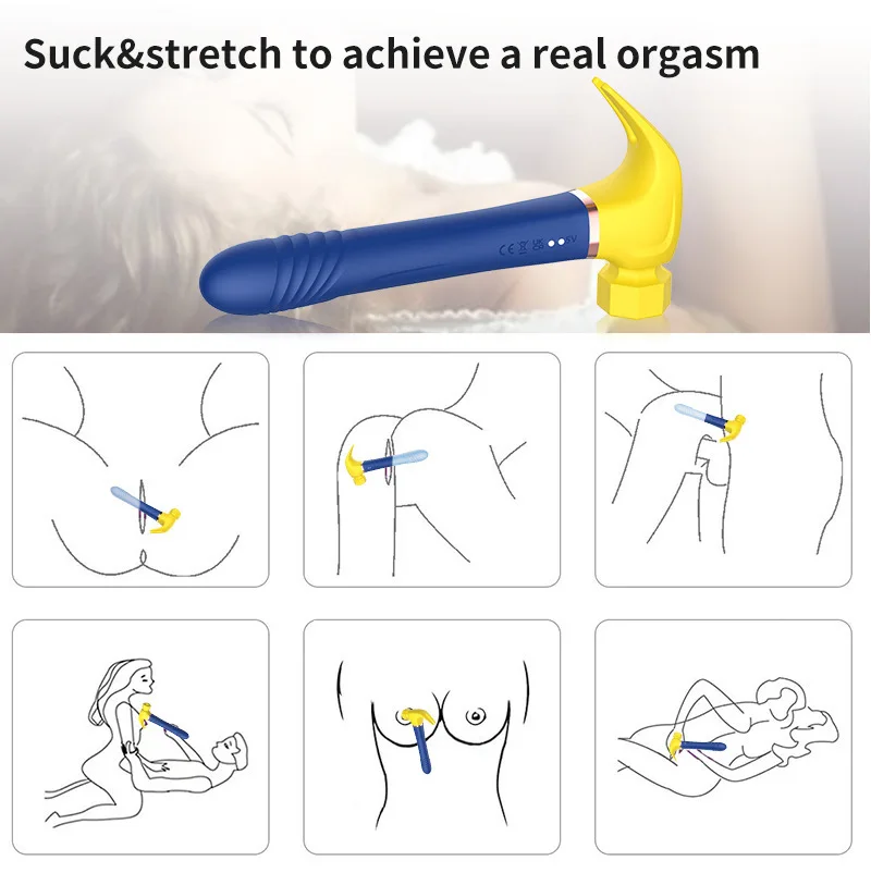 Multifunctional Hammer Vibrator Clit Sucking Telescopic Dildo_voghion.com
