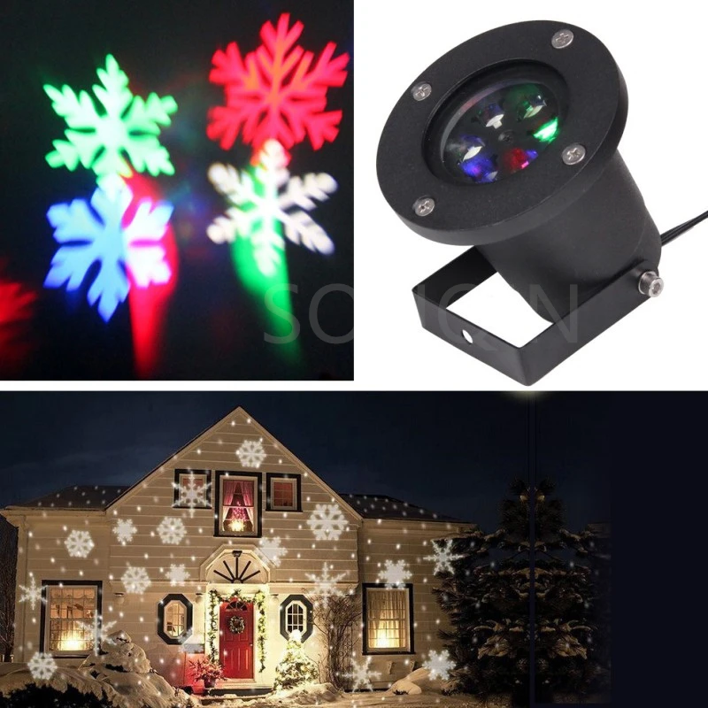 

Christmas Decoration Hor Home LED Projector Snowflake Light Outdoor Projection Lamp 360° Rotating Home Festivals Party 220/110V