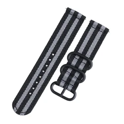 Woven Nylon Universal Watch Strap - Quick Release Fabric Wristband - 22mm (Black Grey)