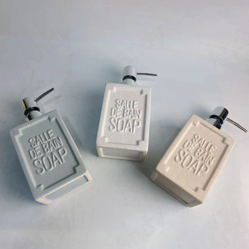 ขวดสบู่เซรามิกแบบนอร์ดิกขวดกดแชมพูบนโต๊ะเพื่อผ่อนคลายผลิตภัณฑ์ล้างมือสำหรับโรงแรมอุปกรณ์ในห้องน้ำที่บ้าน 1