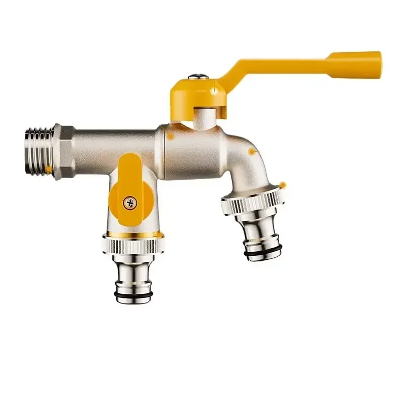 Brass main body outdoor garden faucet multifunctional one in and two out faucet