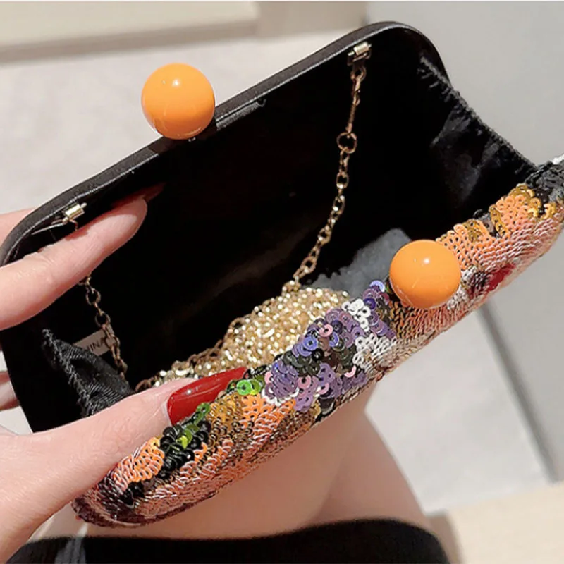 Embroidery Beaded Floral Bags for Women Trend 2024 Bling Sequins Wedding Shoulder Bag Designer Luxury Evening Party Handbags