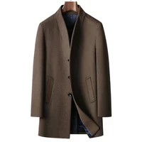 New Winter Men Stand Collar Business Trench Coats Casual Long Jackets Male Cashmere Overcoats Man Woolen Blends Coats Size 6XL