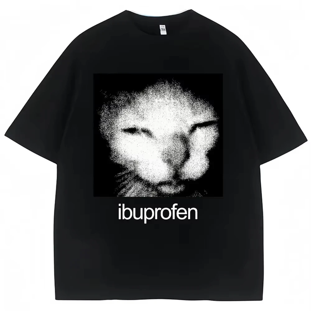 2026 Vintage Funny Ibuprofen Cat Meme Graphic T Shirt Women Humor Fashion T Shirts Oversized Casual Streetwear T-shirts Y2K top 1