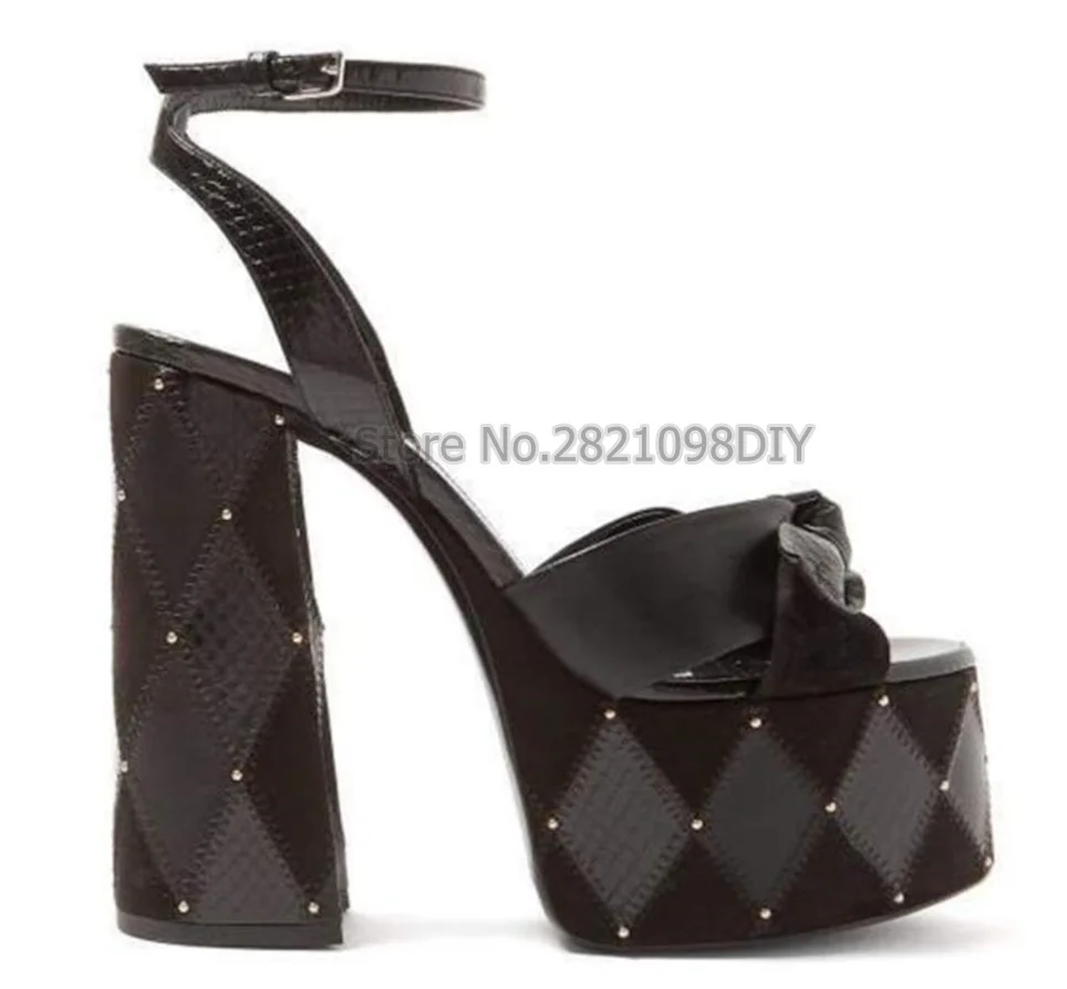 

Женские босоножки на очень высоком каблуке, кожаные босоножки на платформе с открытым носком, ремешком на щиколотке и перекрестным узлом, Классическая обувь с принтом, лето 2020