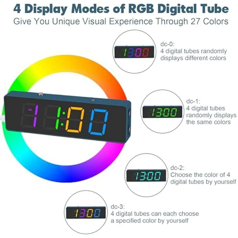 Soldering Practice Set Kit 4-Digit Digital Alarm Clock Kit RGB Colorful Modes Diplay DIY Clock Soldering Project