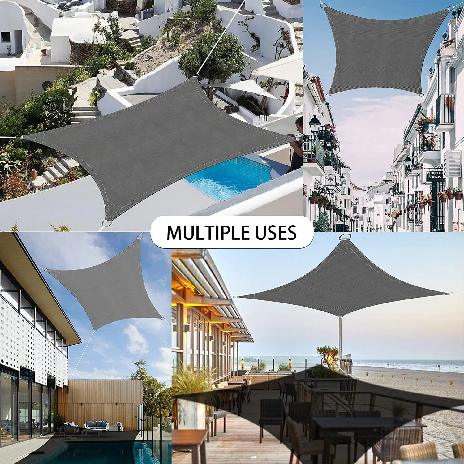 Tenda Da Sole Rettangolare 2x3m AVOFOREST - Impermeabile E Protezione UV 98% Per Esterno