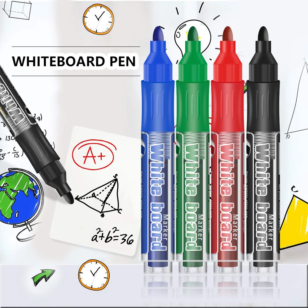 4/12Pcs Set Erasable Magnetic Whiteboard Marker Pen Blackboard Marker Chalk Glass Ceramics Office School Art Stationery
