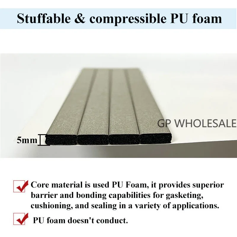 4개/세트 전도성 폼 EMI ESD 차폐 가스켓 스폰지(PCB용) 열 차단 10mm 폭*5mm 두께*150mm 길이 한쪽 면 접착식