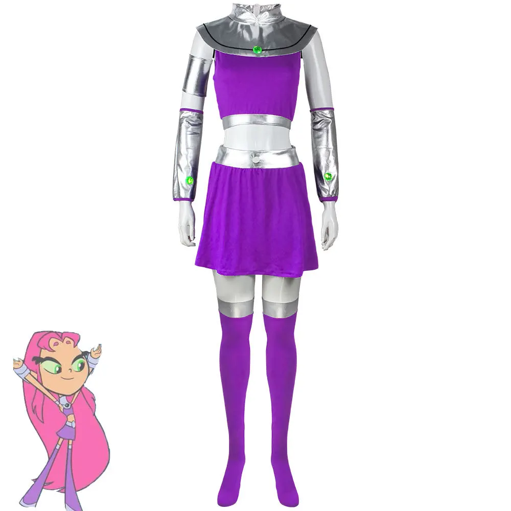 Teen Titans Superhero Starfire Koriand'R Costume Cosplay Vestito Tuta Uniforme Costumi Da Festa Di Halloween Per Le Donne