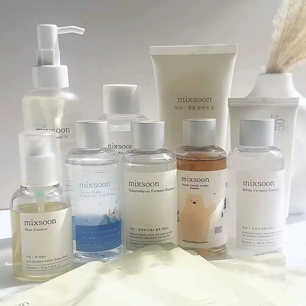 Korean Skincare Essentials Set: Hydrating Cream, SPF50 Sunscreen, Cleanser, and Brightening Serum for Nourishing & Smoothing Skin