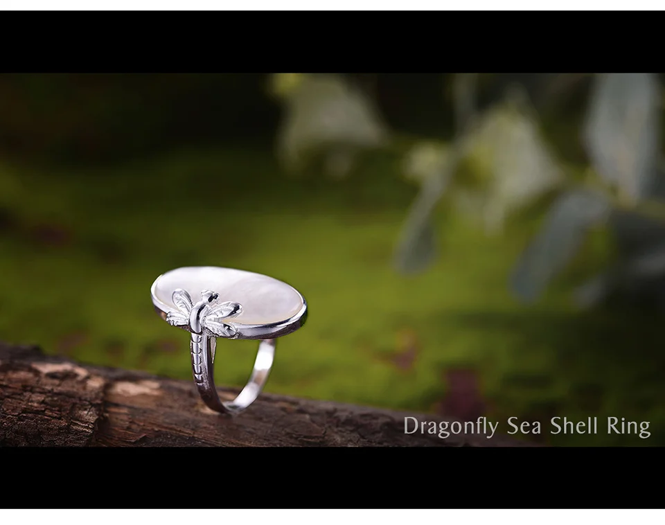 Silver Dragonfly  Sea Shell Ring