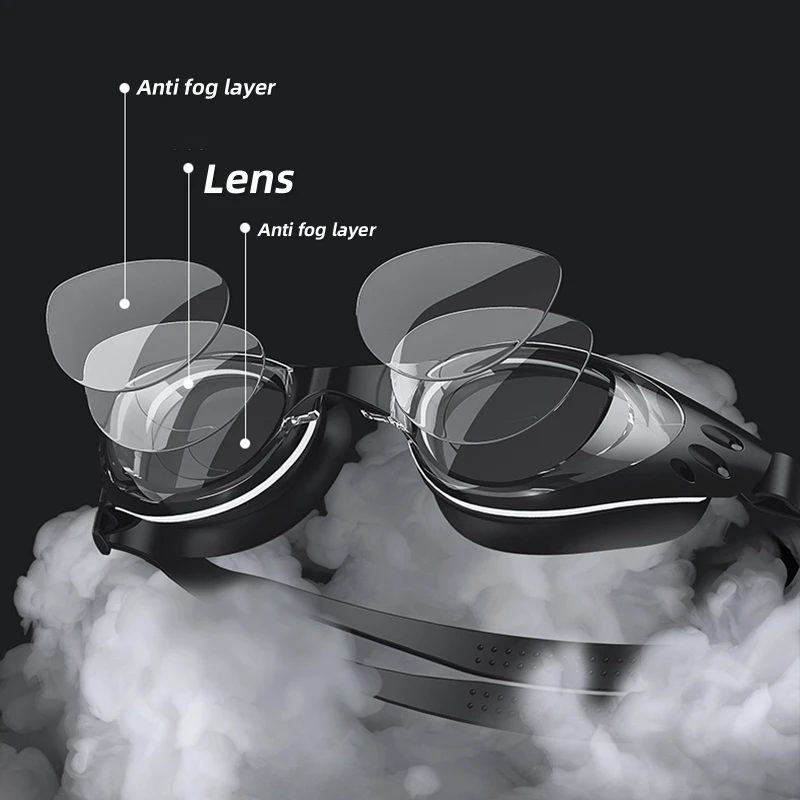 New adult swimming goggles with anti fog waterproof UV resistant high-definition transparent design one size fits all adjustable