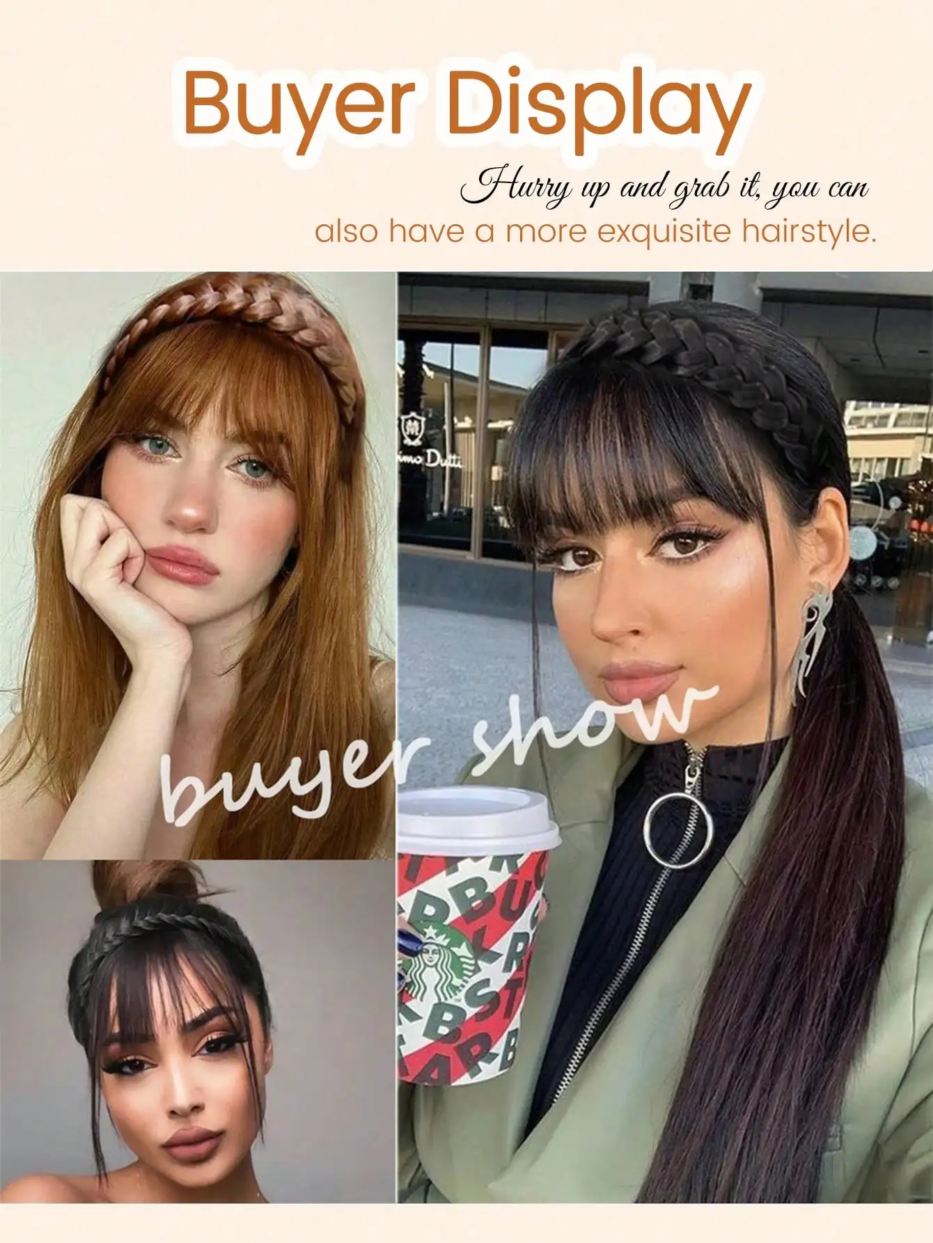 Synthetic Hair Bangs Extension for Women Natural Black Brown Blonde