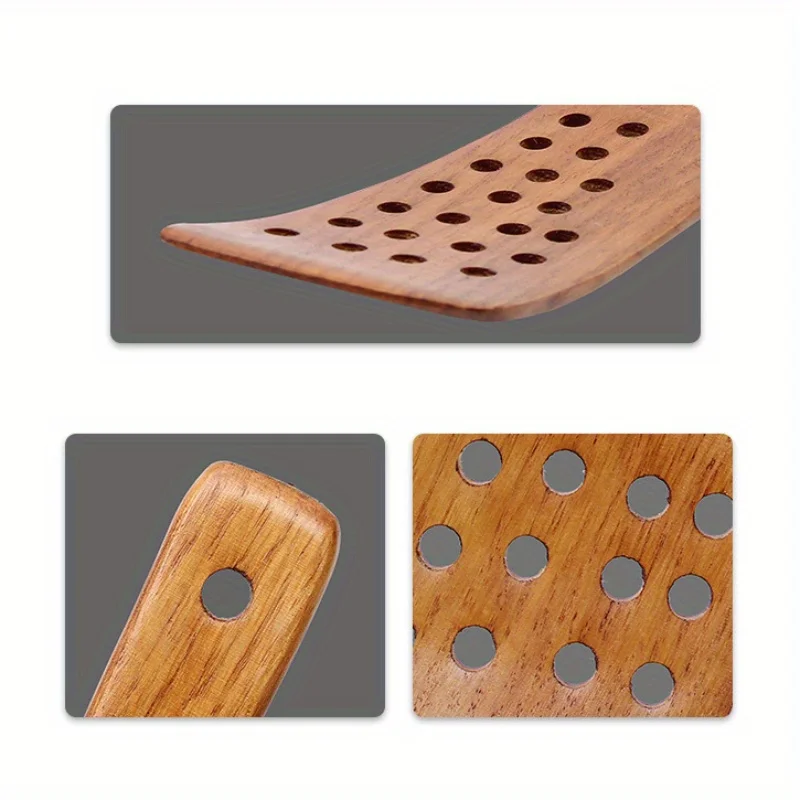 3Pcs Non-Stick Turner Multifunctional Household Wooden Spatula Pancake Cooking Shovel Turner Slotted Spatula Kitchen Gadgets