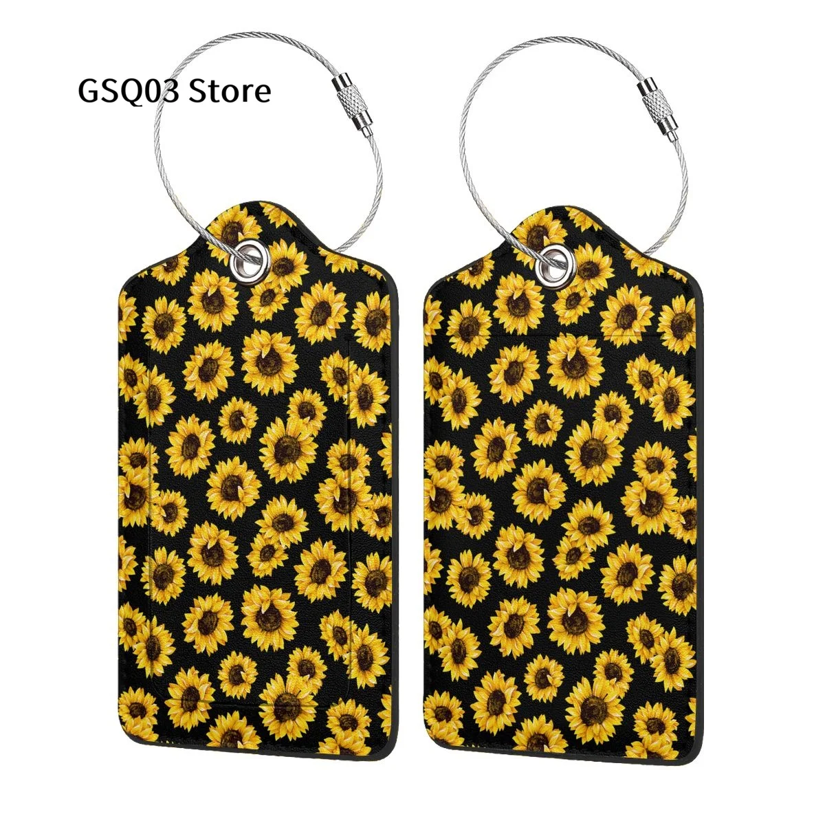 

Sunflower Floral Luggage Tags for suitcases Abstract Leather Stainless Steel Loop Label Tag for Men Women Travel Bag Suitcase