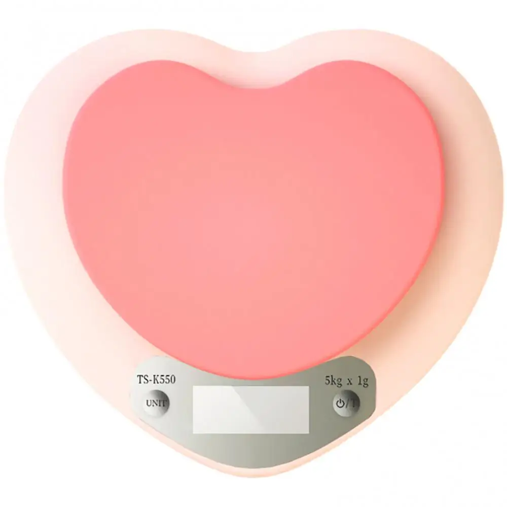 전자 주방 체중계 디지털 밸런스 정밀도, 정확한 하트 모양 LCD, 식품 휴대용 디지털 체중계, 5kg, 무게추 g