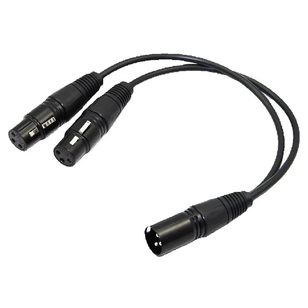 XLR Male to Female Connector One to Two 3Pin 30cm Splitter Cable Converter for Stage Light Moving Head DJ Party Lights