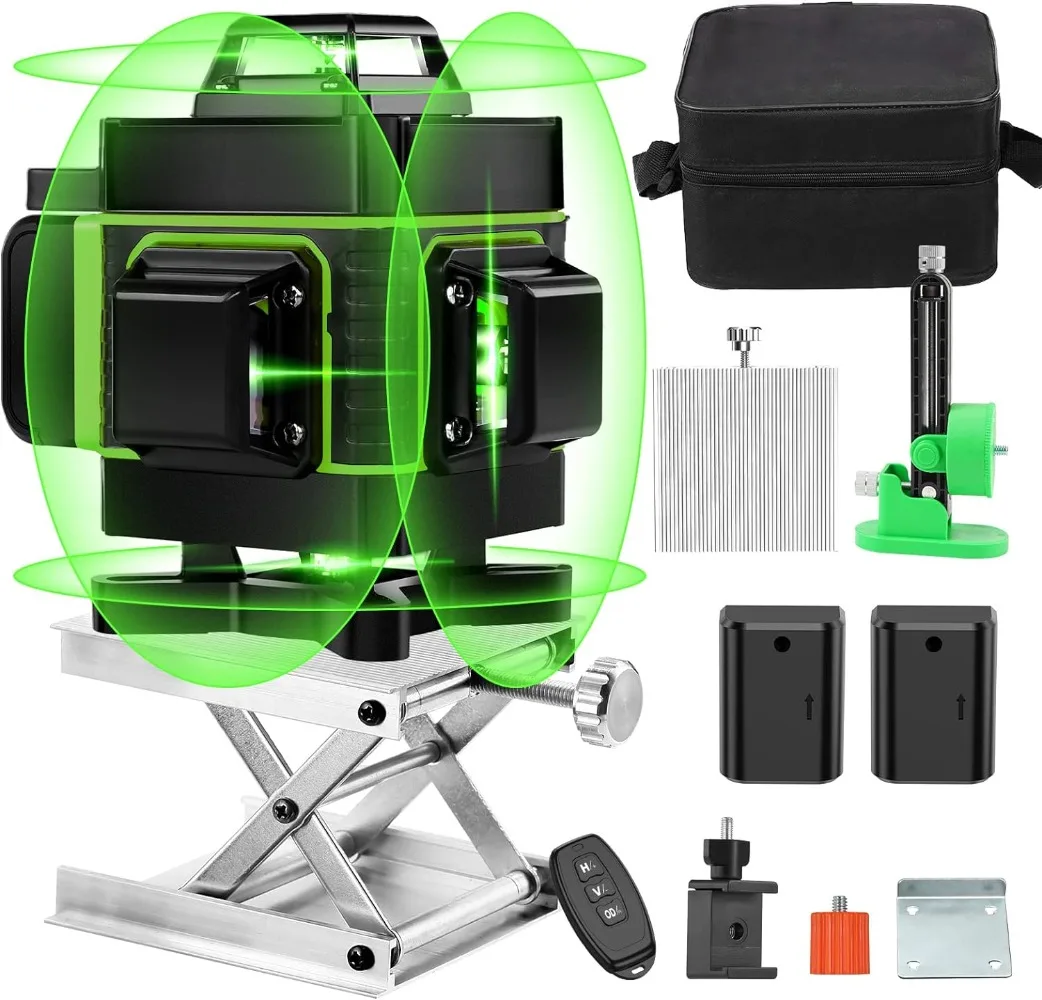 

Laser Level 360 Self Leveling - Elikliv 100ft 4D+3D Green Cross Line Laser Level 16 Line Horizontal Vertical Dual-beam Lasers