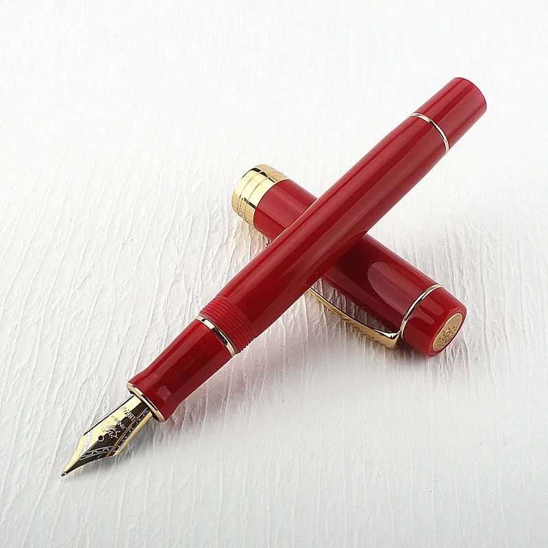 Luxury Quality JinHao 100 Fountain Pen Acrylic Red EF Fude Nib Ink Pens Office School Supplies New Gift