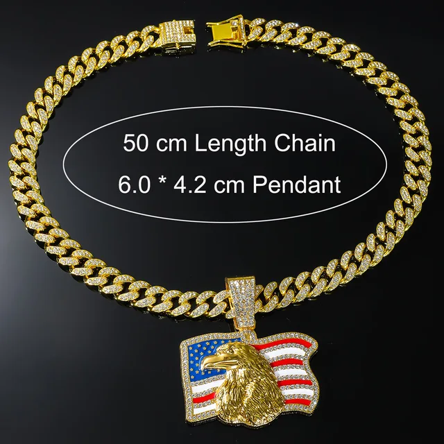 American flag Eagle Rhinestone pendant Trump American campaign popular jewelry alloy necklace 1