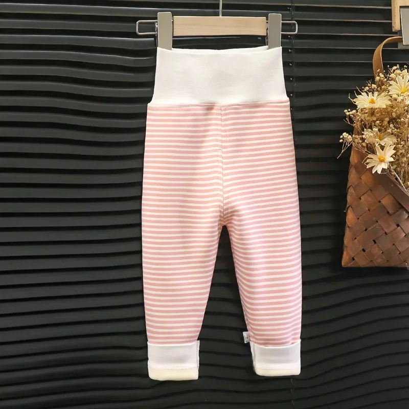 Newborn Infant Pants Thicken Keep Warm in Winter Baby Clothes Bebe Boy Girl Striped Leggings Kids Unisex Trousers 4