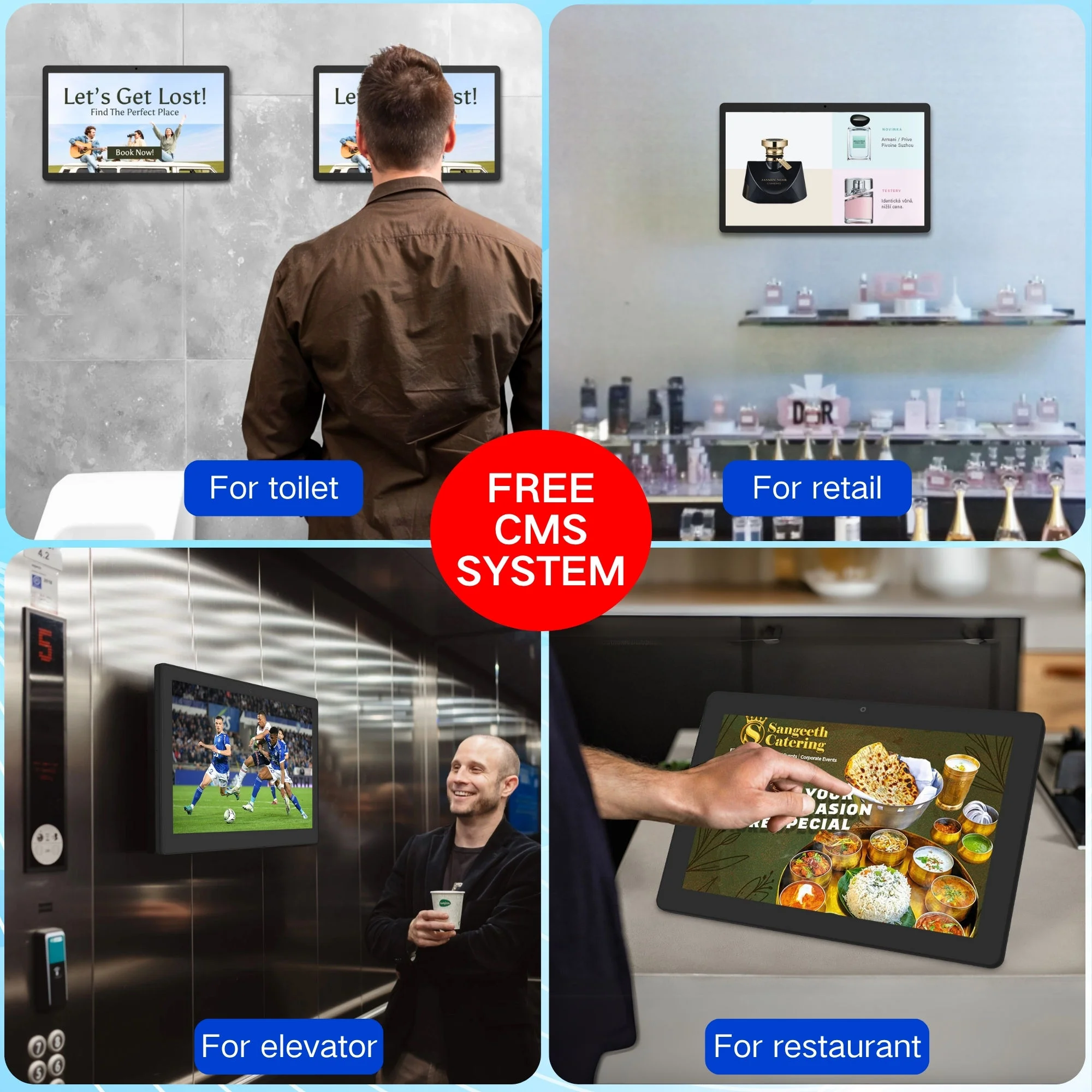 32인치 얇은 테두리 안드로이드 14 태블릿 POE 벽걸이 터치스크린 1920x1080 IPS HDMI 입력 WiFi6 8MP 카메라 디지털 사이니지