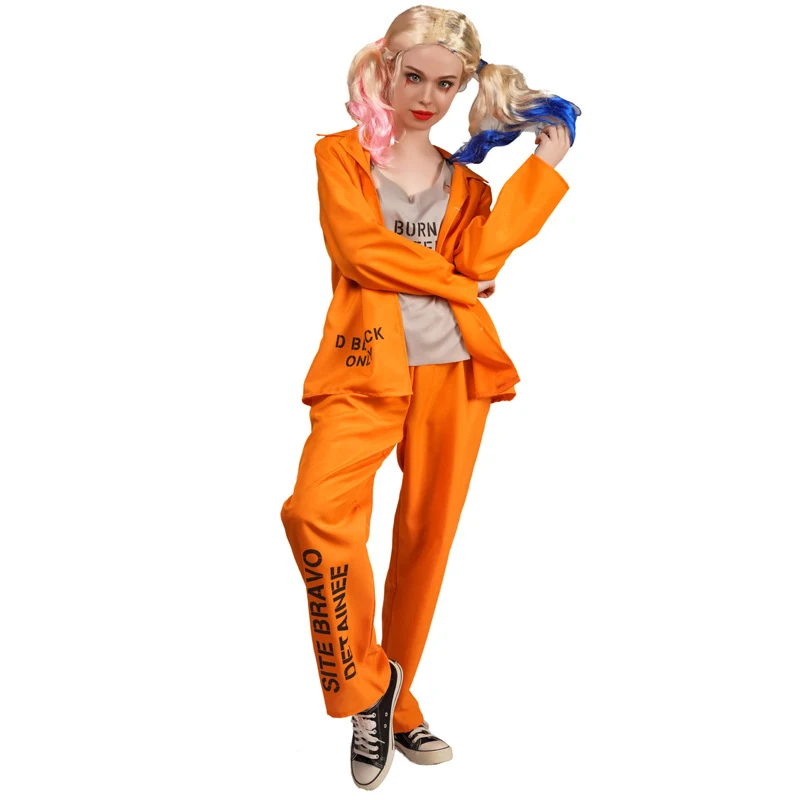 Dames oranje gevangeniskostuum - XS Bovenstuk & Broek met Gevangene tekst – Halloween, Politie en Overvallers, Feestkostuum, Gevangenisdetentie, Vrijgezellenfeest Outfit