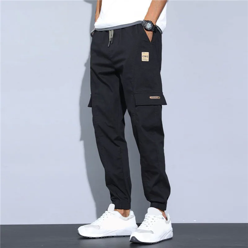 Koreanische Hose Sommer Frühling Männer Elastische Cargo Jogginghose Jogger Harem Hüfte Dünne Hosen Casual Baumwolle Taille Hop Dünne Hosen_voghion.com