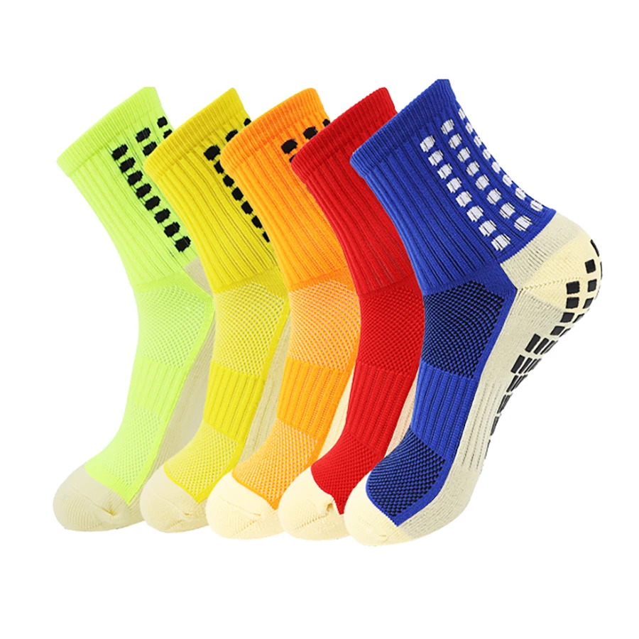Non-Slip Silicone Bottom Sports Socks para homens e mulheres, futebol, futebol, beisebol, ao ar livre, ciclismo, ioga, novo, 1 par