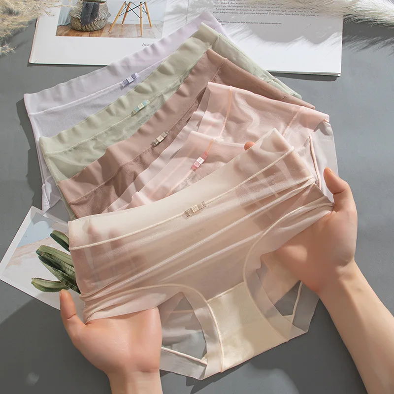 WomenSexyThinPantiesSolidColorUnderpantsIceSilkQuickDrying
