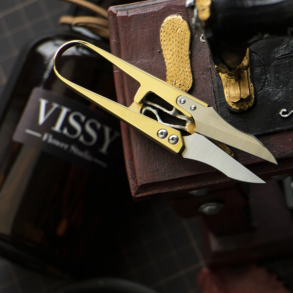 Professional Yarn Shears HRC59 Detachable Blade 12C27 Stainless Steel Embroidery Scissors Brass Handle Leather Craft Tool