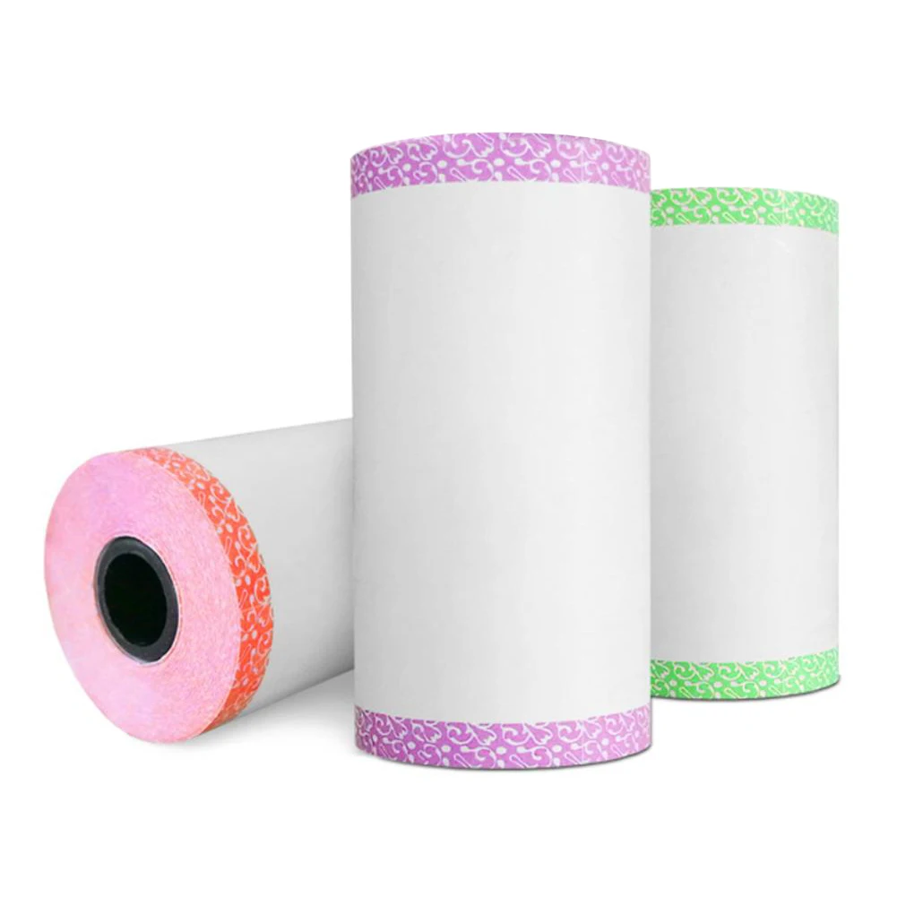 6pcs 57x30mm Portable Pocket Printer Paper Rolls Self-Adhesive Paper Replacement
