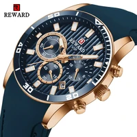 REWARD Mens Watches Top Brand Luxury Blue Quartz Watch Chronograph Men Silicone Waterproof Date Sport Wrist Watch Man Male Clock 1