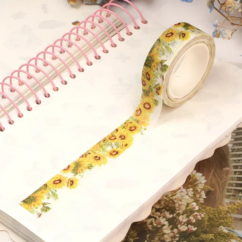 

10PC 15MM*10M Spring Sunflowers Decorative Washi Tape DIY Stationery Scrapbooking Masking Tape School Office Supplies