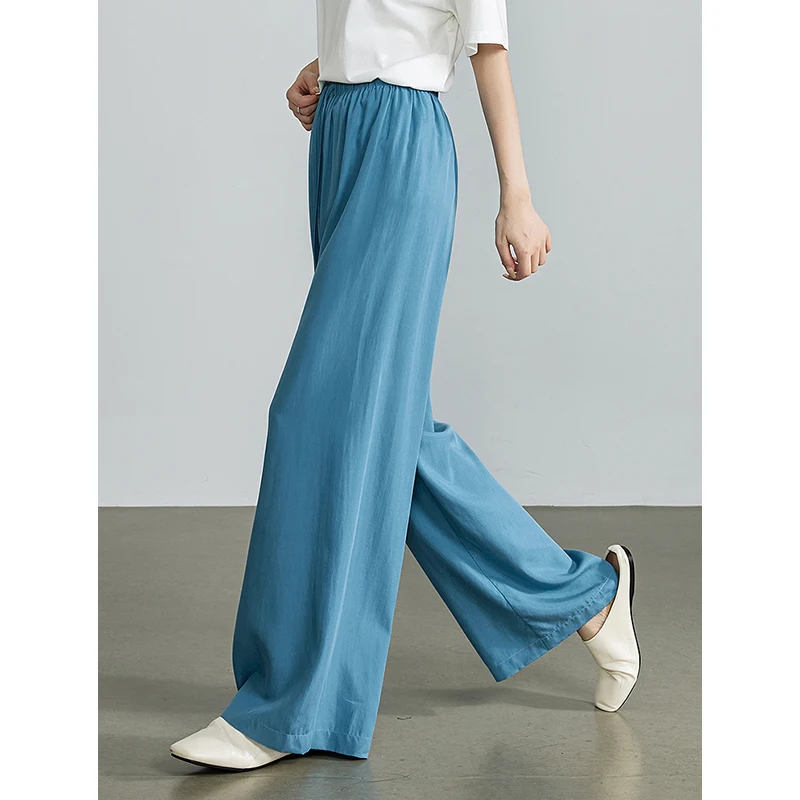 Women Pants Women Casual Pants Autumn Elastic Waist Wide Leg Straight Pants
