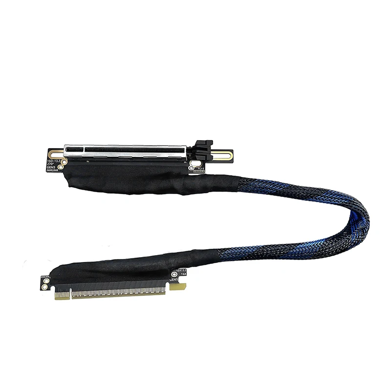 270/180 학위 PCIE 5.0 X16 그래픽 카드 연장 케이블 실버 도금 어댑터 케이블 GEN5 무손실 GPU 연장 케이블 64GBS