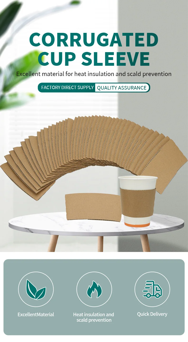 50/100Pcs Brown Coffee Cup Sleeves Kraft Corrugated Paper Heat Insulation Cardboard Hol... - SKU BCCS1215 - UGI Packaging
