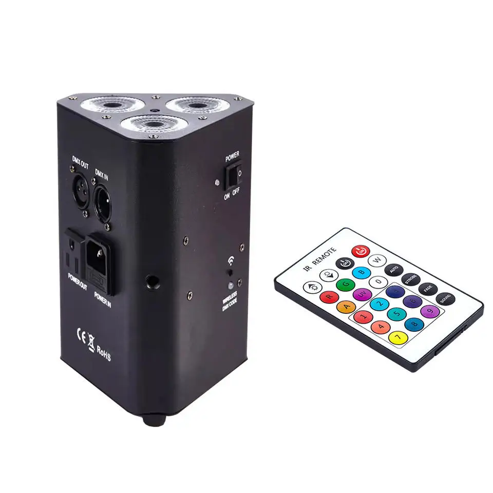 3x18W RGBW UV Wireless Dmx Battery Powered LED Wedge Uplights with IRC Remote Control for  DJ Party Wedding Lights