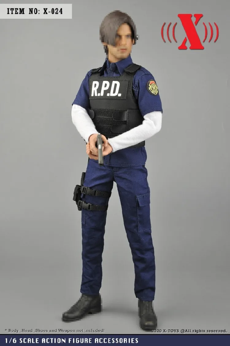 1/6サイズフィギュア用男性用パトロール警察服スーツコスチュームX-024 X-TOYS X-024 1/6 Scale Male Soldier RPD Patrol Police Clothes