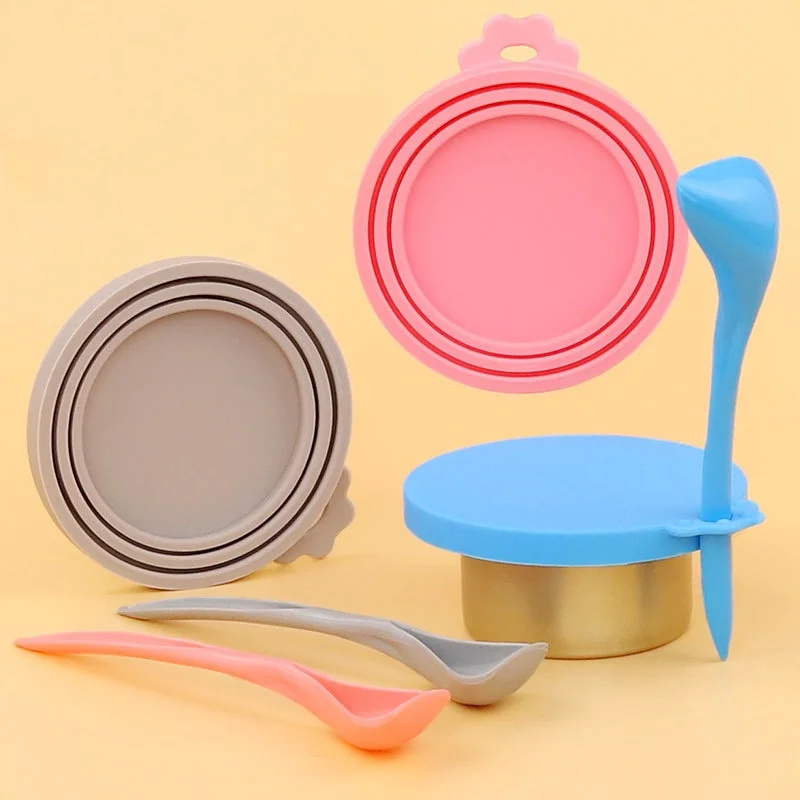 Pet Can Lid 2PCS Reusable Pet Food Can Cover Silicone Dogs Cats Storage Tin Cap