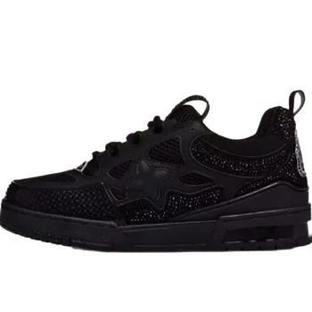 New Crystal Embedded Unisex Bread Shoe Thick Bottom Dad Sneaker Skateboarding Sport Shoe Comfortable Massage Anti-slip Wear-r... 1