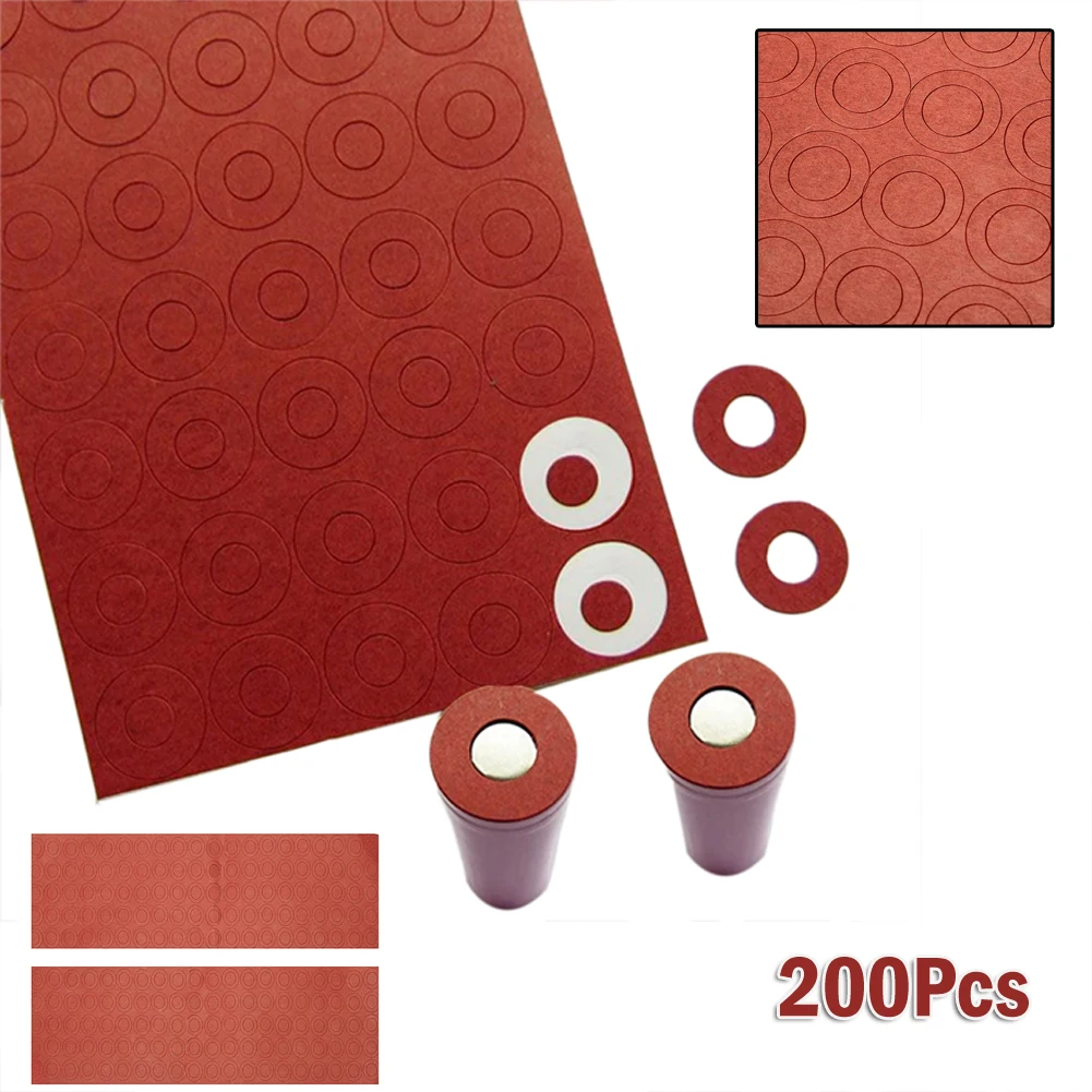 200*Battery Insulators Adhesive Paper Hollow Insulating Gasket 0.24mm For-18650 100 Insulators Adhesive Paper Rings Per Sheet