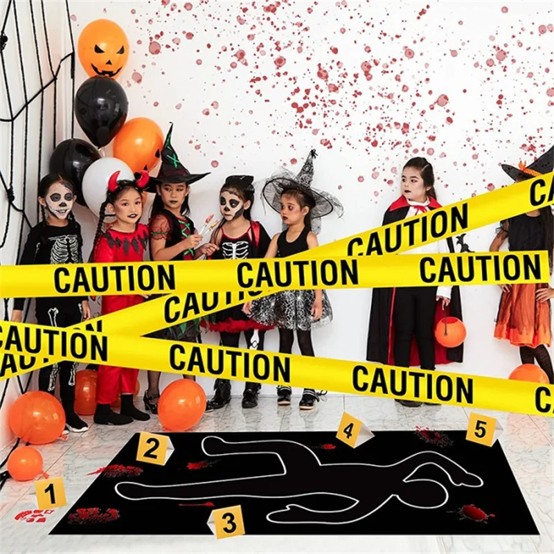

25M/Roll Yellow Danger Caution Fragile Tape Halloween Scary Party DIY Decoration Warning Tapes Outdoor Construction Ribbons 24mm